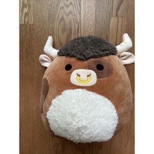 Shep The Highland Cow Squishmallows 13” Brown Spotted‎ Bull Ring Plush 2023